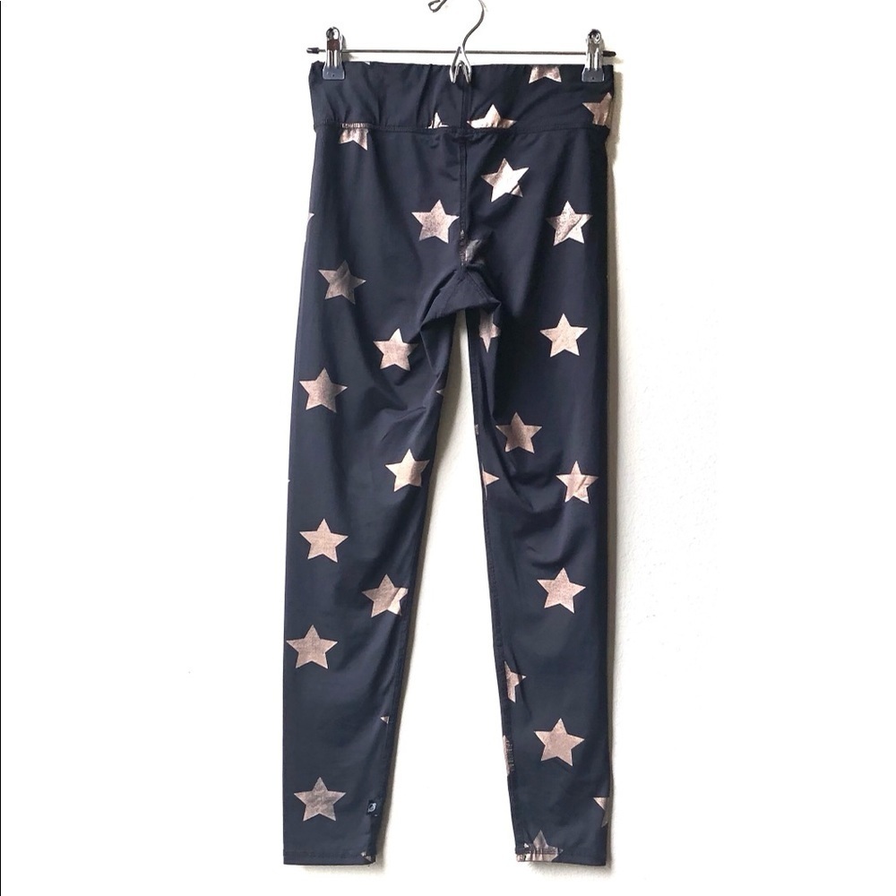 Terez Black Gold Star Foil Printed Tall Band Leggings Sz M - Picture 7 of 13